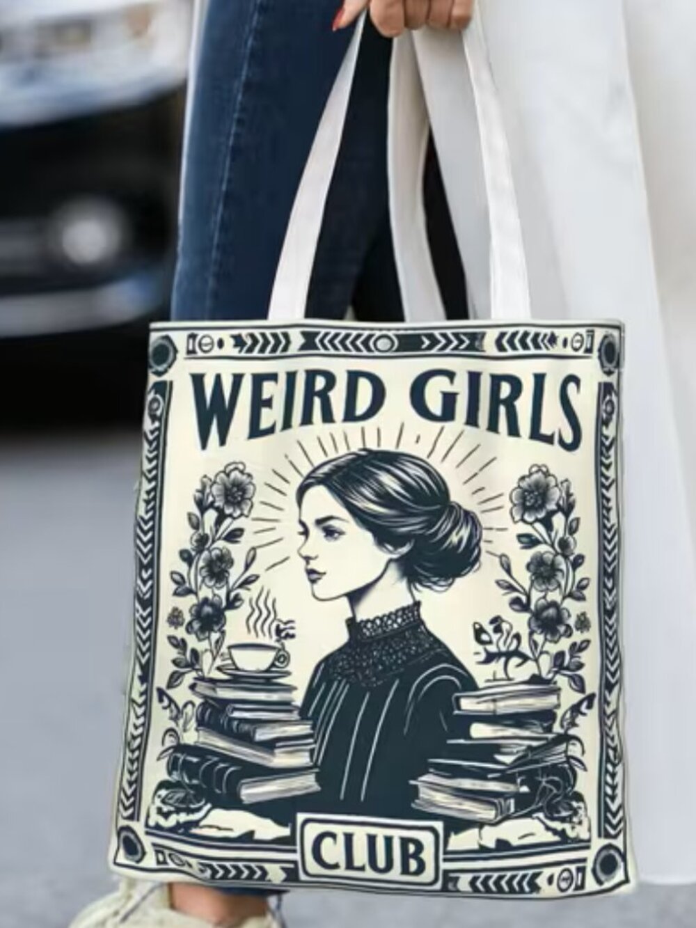 New Soft Polyester 2D Printed Retro Novelty Tote Bag 13 x 15~ Weird Girl's Club